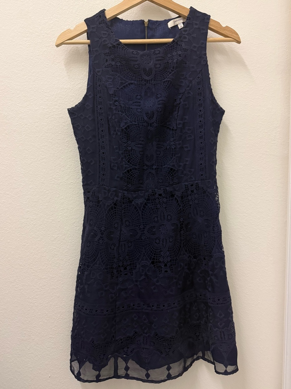 Lavender Brown Navy Blue Lace Crochet Sleeveless Dress